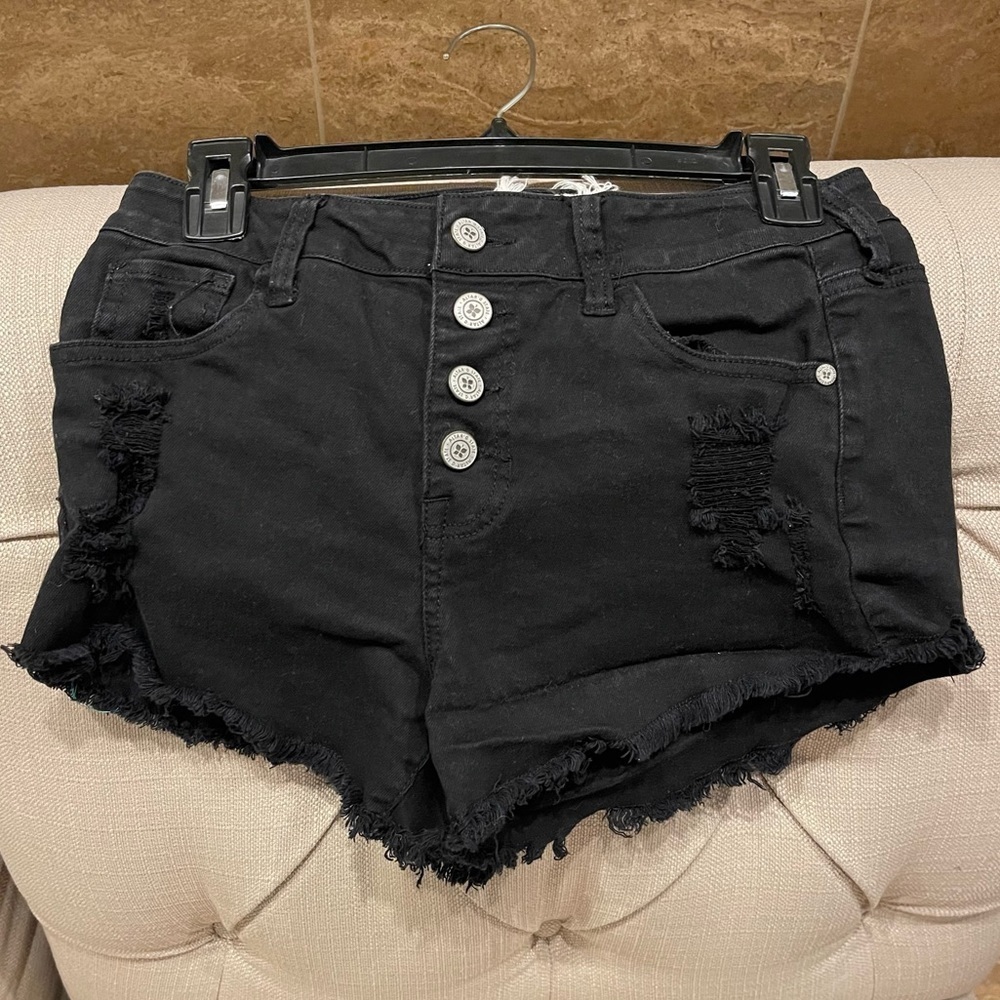 Altard State Jean Shorts Womens 26 Juniors 3 Black Button Fly Cut Off Distressed